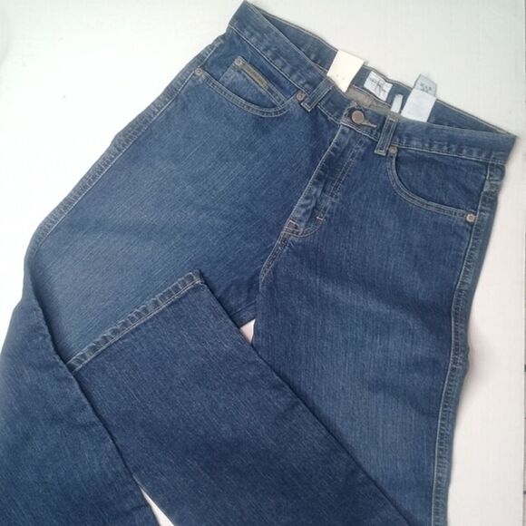 Calvin Klein Slim Fit Boot Cut High Waisted Stretch Dark Wash Y2k Jean New Sz 8 - Picture 2 of 8